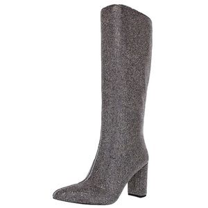 INC Womens Paiton Pewter Crystal Rhinestones Block Heel Boots